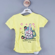 Çikoby P-004317 (Ce 8602) Kız Baskılı Kolları Lastikli T-Shırt 6-36 Ay