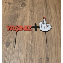 Kanem3D Komik Doğum Günü Pasta Süsü - Esprili Kadın Orta Parmak İşaretli Yaş Günü Topper