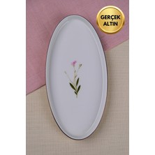 Tabak Evi Porselen Natura Çuha Altın Yaldızlı Dik Yanaklı Kayık 26X13X2CM Tekli