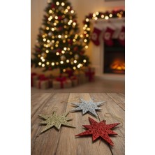 Parti Dükkanı 3’lü Simli Yıldız Yılbaşı Ağacı Süsü – Kırmızı / Gümüş / Gold