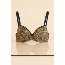 En Moda İç Giyim Leopar Desenli Balenli Desteksiz Kadın Sütyen - Günlük Rahat Sütyen Modeli