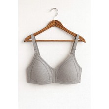 En Moda İç Giyim Gri Dikişsiz Pamuklu Toparlayıcı Sütyen - Telsiz, Süngersiz, Nefes Alan, Günlük