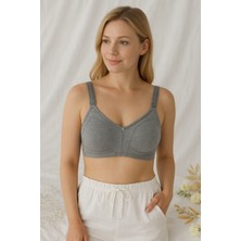 En Moda İç Giyim Gri Renk Dikişsiz Penye Toparlayıcı Sütyen