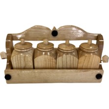 Ahşap Tuz Biber Nane Kekiklik, Baharatlık Seti, Şık ve Dayanıklı Tasarım