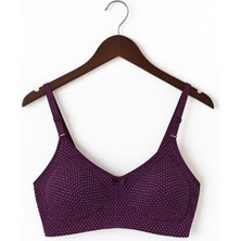 En Moda İç Giyim Mor Puantiyeli Pamuklu Dikişsiz Toparlayıcı Sütyen | Rahat ve Destekleyici Tasarım