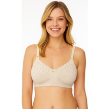 En Moda İç Giyim Krem Puantiyeli Pamuklu Dikişsiz Toparlayıcı Sütyen | Rahat ve Destekleyici Tasarım