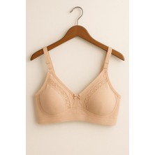 En Moda İç Giyim Ten Rengi Büyük Beden Toparlayıcı Sütyen - Pamuklu, Dantelli, Telsiz, Süngersiz,geniş Bant,minimizer