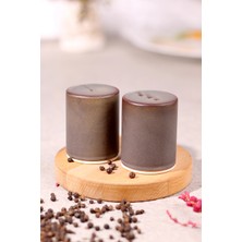 6 cm Mat Toprak Stackable Tuzluk ve Biberlik Seti, Şık ve Kullanışlı