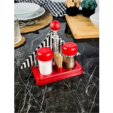 Şık 2'li Baharatlık ve Peçetelik Seti, Tuzluk ve Kürdanlıkli Tasarım