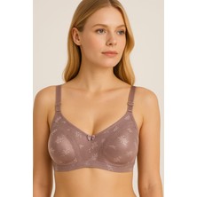 En Moda İç Giyim Toparlayıcı Sütyen Süngersiz Balensiz Dikişsiz Dantelli Rahat Konforlu Günlük Sütyen Vizon Renk