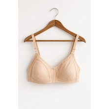 En Moda İç Giyim Ten Rengi Dikişsiz Pamuklu Toparlayıcı Sütyen - Telsiz, Süngersiz, Nefes Alan, Günlük