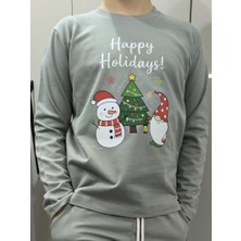 Pidal Giyim Yılbaşı Temalı Pamuklu Uzun Kollu Unisex Çocuk Sweatshirt