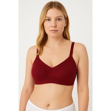 En Moda İç Giyim Bordo Puantiyeli Pamuklu Dikişsiz Toparlayıcı Sütyen | Rahat ve Destekleyici Tasarım