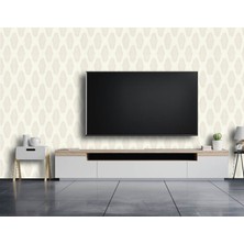 Teodora Modern Bej Oval Desenli Kendinden Dokulu Duvar Kağıdı 53616