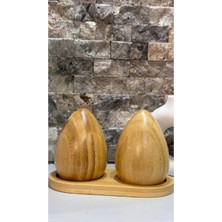 3'lü Bambu Tuzluk, Biberlik ve Stand Seti, Şık ve Doğal Tasarım