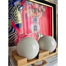 Bambu Standlı 2'li Porselen Tuzluk Seti, Şık ve Kullanışlı Tasarım