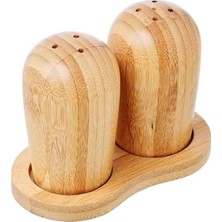 Bambu Standlı Tuzluk ve Karabiberlik Seti, Şık ve Kullanışlı 2'li Set