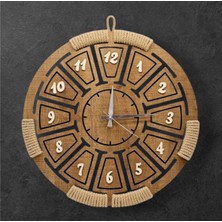 cosangroup Otantik Halatlı Ahşap Duvar Saati – Rustik Dekor | 2 Farklı Ebat: 70x70 cm & 50x50 cm