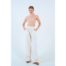 Etiler Collection Beli Lastikli Palazo Pantolon - Taş