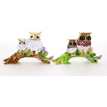 3E Grup Swarovski Dal Üstünde 2'li Baykuş