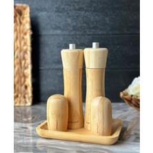 Şık 5 Parça Tuzluk Biberlik ve Değirmen Seti, Pratik ve Kullanışlı Tasarım