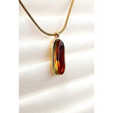 Stella Fortis Renk Geçişli Dikey Taşlı Kolye – Altın Renk Yılan Zincir