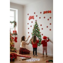 Kt Grup Yeni Yıl Yılbaşı Ağacı Hoşgeldin 2026 Yeni Sezon Şeffaf Çift Taraflı Cam Kapı Duvar Sticker