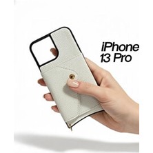 Cep Telefonu Kılıfı Cüzdanlı Beyaz Deri Görünümlü