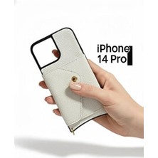 Cep Telefonu Kılıfı Cüzdanlı Beyaz Deri Görünümlü