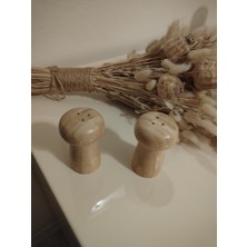 Bambu Mantar Şekilli 2'li Tuzluk ve Biberlik Seti, 8 Cm, Şık ve Doğal Tasarım