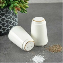 Şık Altın Yaldızlı Porselen Tuzluk ve Biberlik Seti