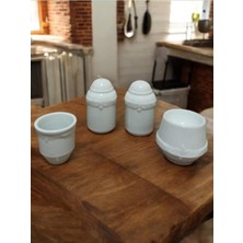 Beyaz Porselen 4'lü Tuzluk Seti, Şık ve Kullanışlı Mutfak Aksesuarı