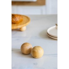 Doğal Bambu Top Tuzluk ve Biberlik Seti, Şık ve Fonksiyonel Tasarım