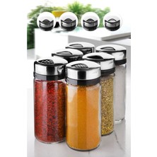 4'lü Cam Metal Baharatlık Seti, Döner Kapaklı, 240CC, Şık ve Kullanışlı