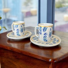 Klasik Porselen 4 Parça 2'li Kahve Fincan Takımı 100 ml