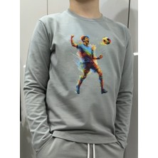 Pidal Giyim Renkli Futbolcu Temalı Pamuklu Uzun Kollu Erkek Çocuk Sweatshirt