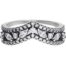 Celikchi Kadın Koyu Renk Parlak Taç Model Gümüş Yüzük