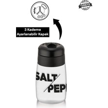 Ayarlanabilir Cam Baharatlık Seti, Tuzluk ve Biberlik, 100CC Siyah