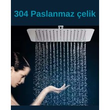 Faumix 304 Paslanmaz Çelik Kare Slim Model Krom Büyük Boy Tepe Duş Başlığı