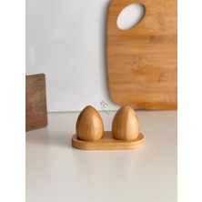 Bambu Yumurta Model Tuzluk ve Biberlik Seti, Şık ve Fonksiyonel Baharatlık