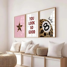512 Art Design 3'lü Leopar Motif Estetik Duvar Dekor Çerçevesiz Poster