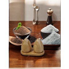 Bambu Yumurta Model Tuzluk ve Biberlik Takımı, Şık Ahşap Tasarım