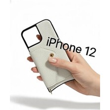 Cep Telefonu Kılıfı Cüzdanlı Beyaz Deri Görünümlü