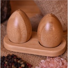 Doğal Ahşap Bambu Tuzluk ve Biberlik Takımı 2'li Set