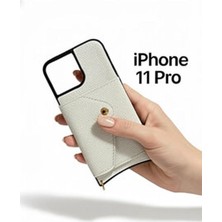 Cep Telefonu Kılıfı Cüzdanlı Beyaz Deri Görünümlü