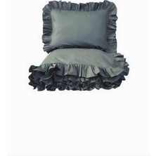 Indiehunterz Gri Fırfırlı Çift Kişilik Nevresim Takımı