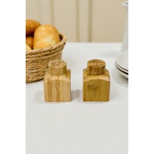 Bambu 2'li Tuzluk ve Biberlik Seti, Şık ve Doğal Tasarım