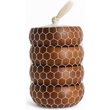 Homvira 4’lü Doğal Ahşap Sunum Kase Seti- Fileli Çerezlik, Atıştırmalık, Sos & Meze Kasesi