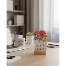 Ahşap Ayaklı Mini Masaüstü Takvim Ofis Dekorasyon