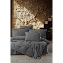 Beğenal Antrasit Renkli % 100 Pamuklu Valeria Ultra Soft Washed Çift Kişilik Nevresim Takımı